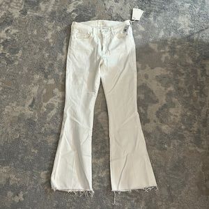 Mother weekender fray white jeans